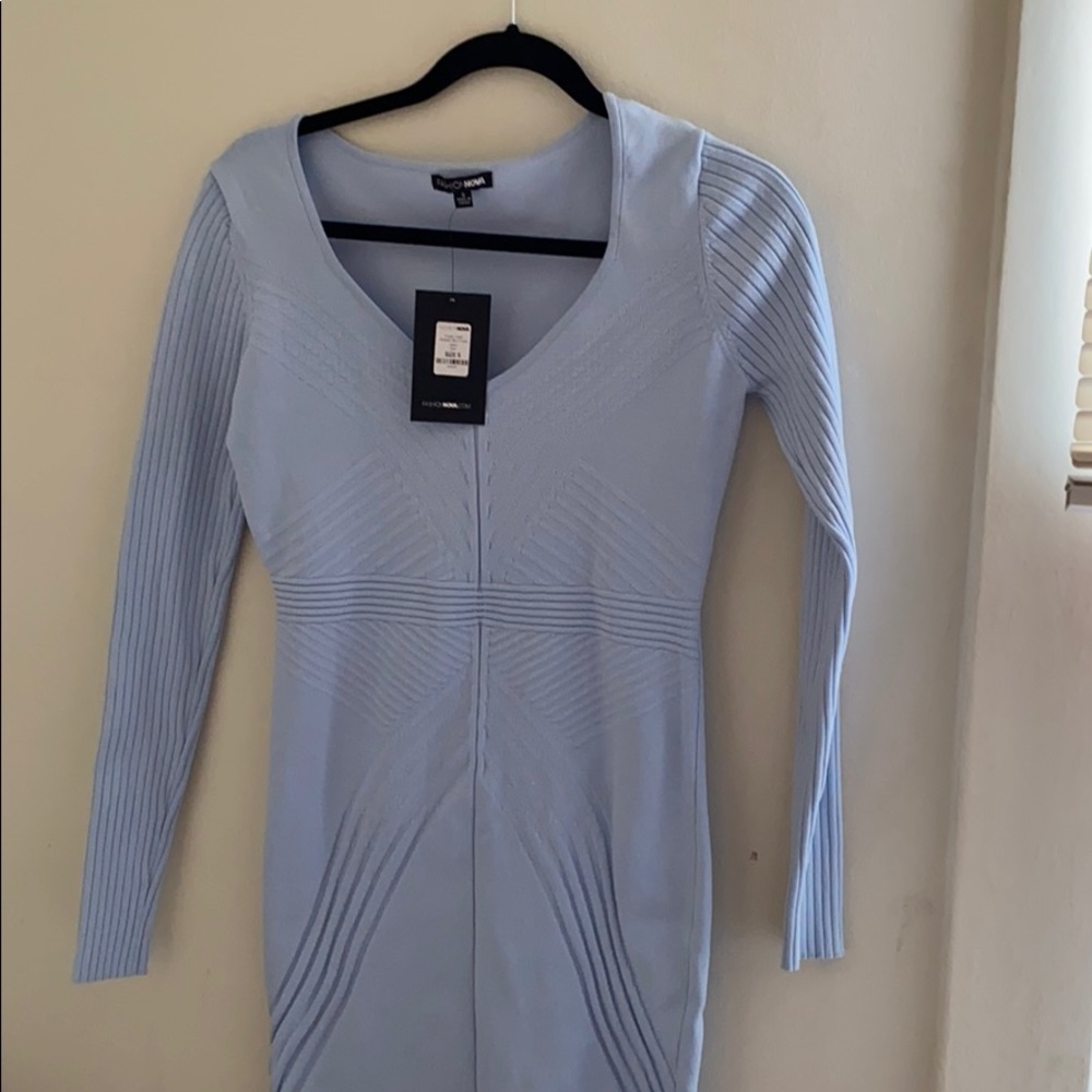 Fashion nova baby blue long sleeve dress